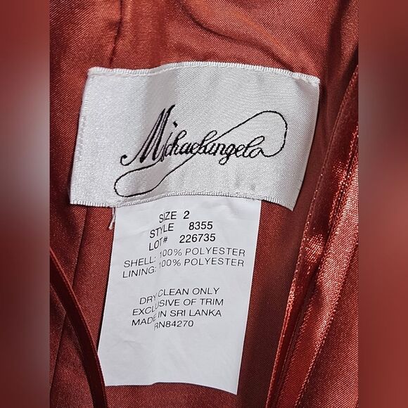 NWT David's Bridal Designer Michaelangelo Strapless Cinnamon Colored Dress Size2 - Picture 8 of 12